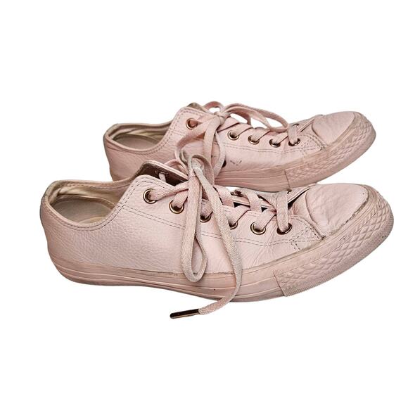 Converse All Star Pink Leather Lace Up Sneaker Men's 7 Women's 9 Pastel Goth - Picture 1 of 11